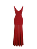 Verona Crimson Scoop Neck Flared Maxi Dress