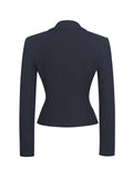 Quinne Navy Striped Single-Breasted Peplum Blazer