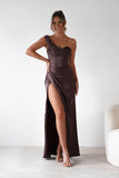 ONE SHOULDER SATIN CORSET GOWN