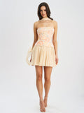 Quanisha Yellow Chiffon Dress With Scarf