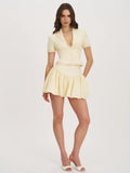 Odelie Yellow Drop Waist Seersucker Full Skirt