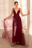 A LINE TULLE V NECK DRESS
