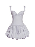 ZADA GREY PLEATED BREAST BUBBLE HEM MINI DRESS