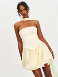 Valentina Butter Yellow Boned Curve Edge Mini Dress