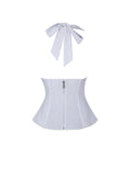 Quinzella Lavender Linen Plunging Halter Neck Top