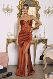 Sculpted strapless satin gown