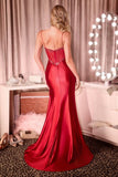 SHEER BODICE SATIN GOWN