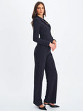 Quinnie Navy High-waisted Straight Leg Pant