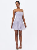 Yalena Lavender Crystal Organza Strapless Mini Dress