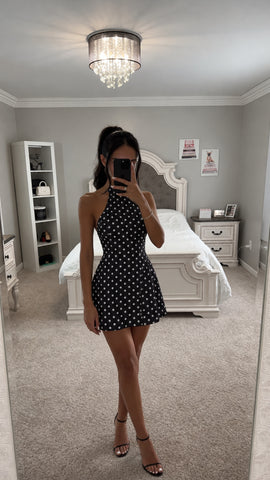 Polka Dot Halter Neck Mini Dress