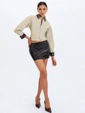 Vinette Sage Cotton Gabardine Cropped Front Zip Jacket