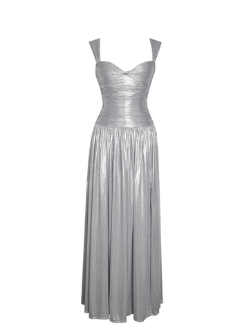 Palmer Silver Glitter Drop Waist Maxi Dress SHOP DDMINE Palmer Silver Glitter Drop Waist Maxi Dress SHOP DDMINE