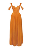 ROBE LONGUE DRAPÉE À FENTE HAUTE EN MAILLE SUPERPOSÉE JELANI 