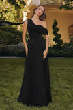 ONE SHOULDER CHIFFON DRESS