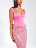ABITO LUNGO CON CORSETTO E PAILLETTES ROSA JULIANA