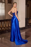 STRAPLESS CRYSTAL SATIN GOWN
