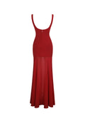 Verona Crimson Scoop Neck Flared Maxi Dress