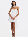 Tressa White Beaded Mesh Strapless Mini Wedding Dress