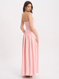 Baby Pink Ruched Breast Drop Waist Maxi Dress