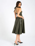 ELIANA OLIVE VEGAN LEATHER DRESS