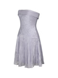 Yalena Lavender Crystal Organza Strapless Mini Dress