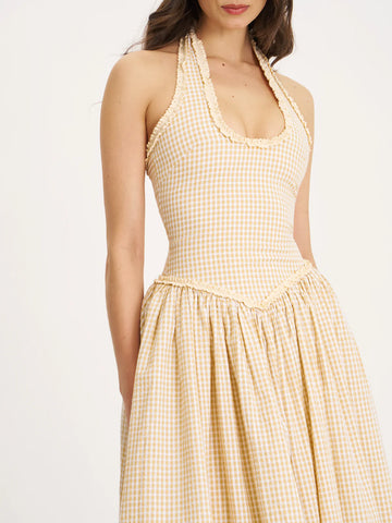 yellow gingham bodycon dress Caught in the Sunshine Yellow Gingham Sleeveless Mini Dress