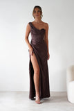 ONE SHOULDER SATIN CORSET GOWN