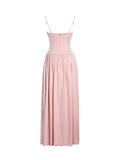 Baby Pink Ruched Breast Drop Waist Maxi Dress