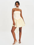 Valentina Butter Yellow Boned Curve Edge Mini Dress