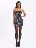 TAHIRA BLACK POLKA DOT MINI DRESS