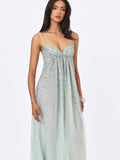 Wallie Mint Rhinestone Embellished Mesh Gown