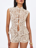 Rosanne Cream Cotton Crochet Shorts