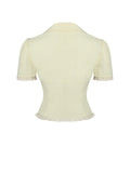 Odelia Yellow Lace Trim Seersucker Button Up Top