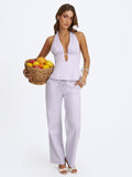 Laureen Lavender Linen Straight Pants