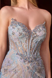 STRAPLESS FITTED EVENING GOWN