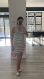 STRIPED CROCHET MINI DRESS WTIH HALTER NECK