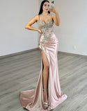 FITTED CRYSTAL & SATIN BODYCON DRESS
