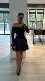 Magnolia Black Off-shoulder Layered Mini Dress