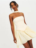 Valentina Butter Yellow Boned Curve Edge Mini Dress