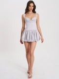 ZADA GREY PLEATED BREAST BUBBLE HEM MINI DRESS