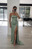 SATIN STRAPLESS DRAPED GOWN