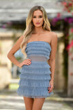 Georgia Mini Dress - Smokey Blue