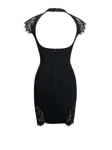 QUINELLA Black LACE BLACKLESS MINI DRESS XXS QUINELLA Black LACE BLACKLESS MINI DRESS XXS