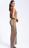 ROBE LONGUE EN MAILLE À STRASS QUAY 