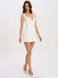 Tala White Sleeveless Pleated Preppy Mini Dress