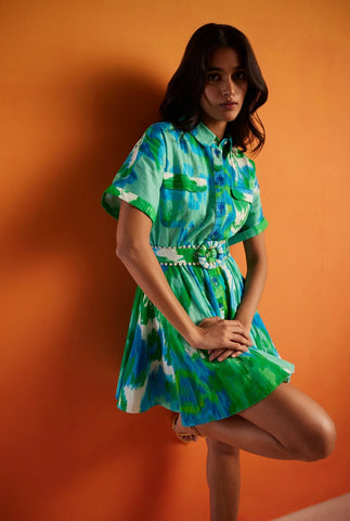 hemant and nandita della mini dress Hemant and Nandita Belted Mini Dress