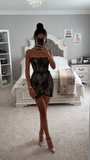 Everly Corset Mini Dress - Black Lace