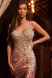 FITTED CRYSTAL & SATIN BODYCON DRESS