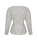 Wenley Beige Cotton Lace Puff Sleeve Cinched Top