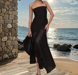 STRAPLESS MESH MAXI DRESS